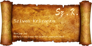 Szives Krizanta névjegykártya